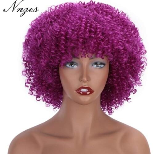 AISI HAIR Short Kinly Curly Wig with Bangs Synthetic Red Wigs for Women 2 Colors Available Cosplay Wigs Heat Resistnat Fiber