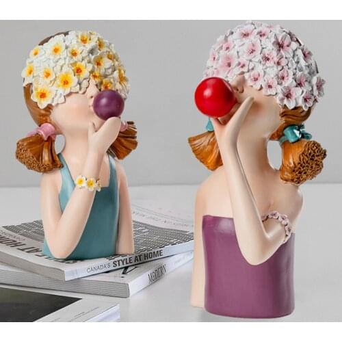 Nordic Cute Bubble Girl Home Decoration Resin Art Sculpture Ornaments Birthday Gifts Living Room Tabletop Figurine