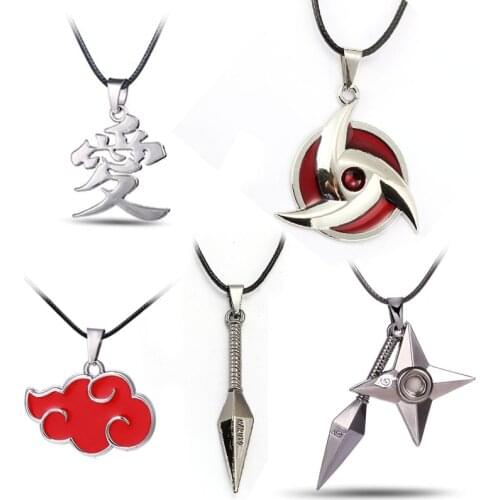 Anime Naruto Necklace Konoha Gurupu Metal Logo Pendant Choker Collar Cosplay Accessory Trendy Jewelry Men Women Gift Porte Clef