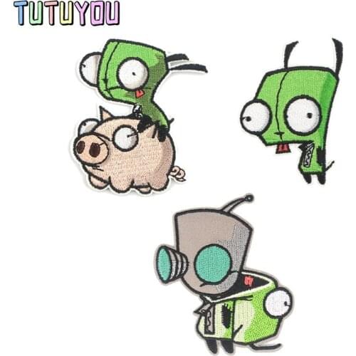 PC1726 Alien Cartoon Sticker For Clothing Applications Patches On Clothes Iron Embroidered Patch For Backpack Badge