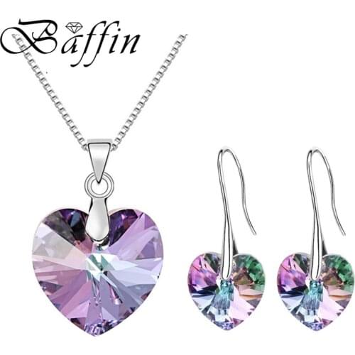 BAFFIN Original Crystals From Swarovski Heart Pendant Necklaces Drop Earrings Jewelry Sets For Women Lovers Gift Drop Shipping