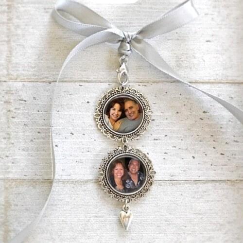 Bridal Photo Charm, Bouquet Photo Pendant, Bouquet Memorial Charm, Custom Wedding Charms silver, Wedding Gift, Keepsake Bouquets