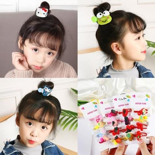 4Pcs/set Children Hair Accessories Cute Cartoon Animal Hair Bands Girls Candy Color Headband Kids Double Elastic Rubber Bands