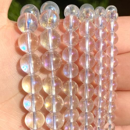 Multicolour Transparent Clear Glass Beads For Jewelry Making Crystal Quartz Smooth Round Beads 6mm 8mm 10mm 12mm (F01125)