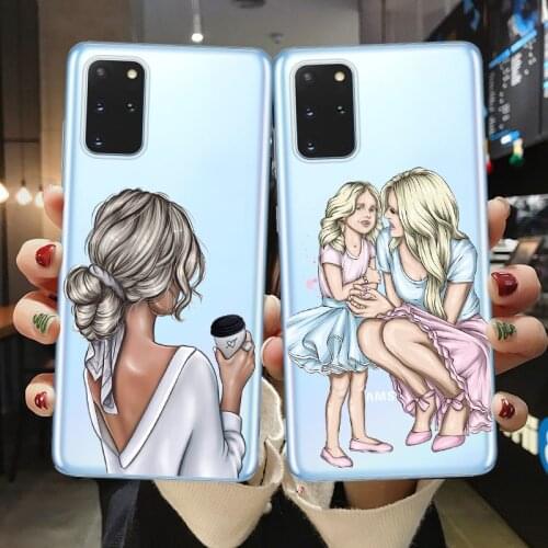 Transparent Case For Samsung S8 S9 S10 S20 S21 Plus Ultra Fashion Women Phone Cover For Samsung Note 20 Ultra Cases Lady Shell