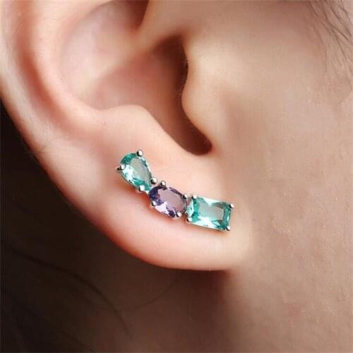 White Black Copper Colorful AAA Cubic Zirconia Stud Earrings Fashion Jewelry Female Wedding Party Gift For Womens Fashion