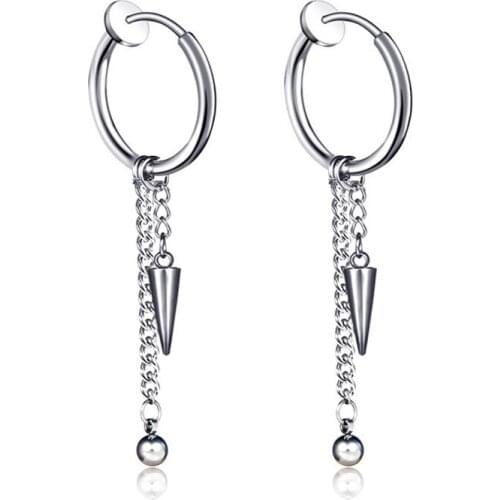 Earrings for Women Stainless Steel Water Droplets Cone Chain Earrings Woman Hanging Cone Studs Jewelry 2021 Dangling Earrings