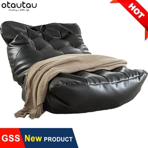Folding PU Leather Sofa Cover Beanbag Corner Seat Recliner Bean Bag Chair Pouf Ottoman Puff Futon Relax Lounge Furniture Otautau
