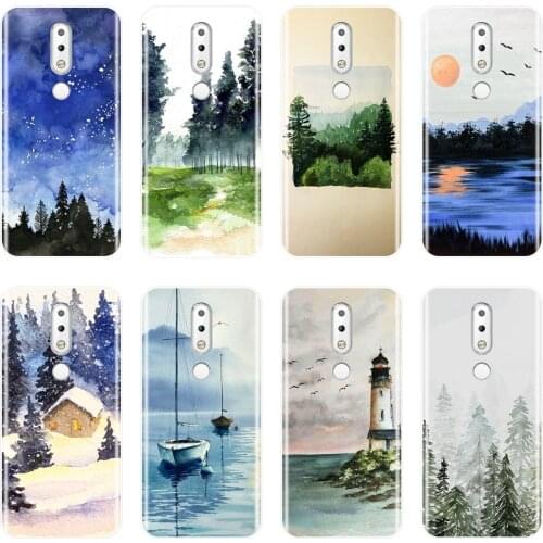 TPU For Nokia 7.1 6.1 5.1 3.1 2.1 Case Silicone Soft Forest Art Sky Sea Back Cover For Nokia 7.1 6.1 5.1 3.1 2.1 Plus Phone Case