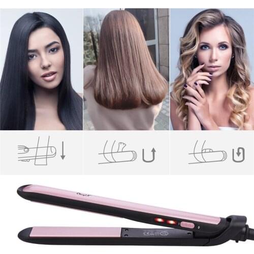 CkeyiN Negative Ions Hair Straightener Curler Tourmaline Ceramic Flat Iron Constant Temperature Fast Heat Hair Styling Care Tool