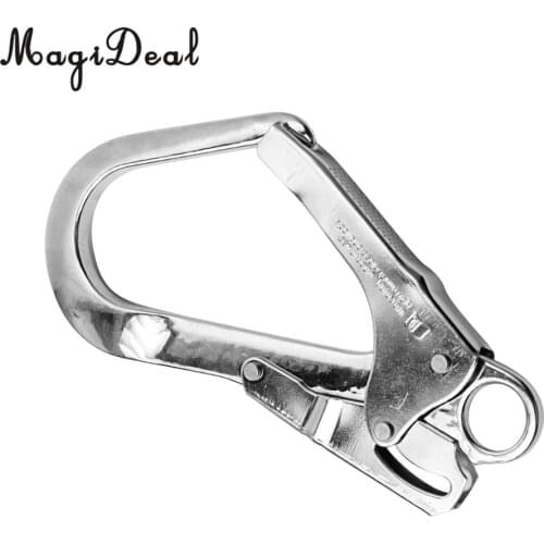 High Quality 25KN Alloy Snap Lock Hook Clip for Rock Tree Climbing Rappell Rescue Fall Arrest Lanyard Harness Caving Exploring