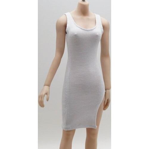 1/6 scale white split hip skirt, female fit big breasted mid-breast 12 inch action figure body