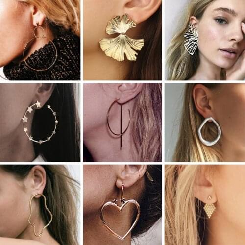 Tocona Bohemia Punk Butterfly Gold Big Pendant Stud Earrings for Women Girl Vintage Street Geometry Earring Jewelry 2040