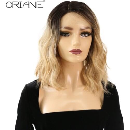 ORIANE Brown & Blonde Two Color Synthetic Lace Front Wigs For Women Natural Wavy Lolita Cosplay Wigs High Temperature Fiber Wigs