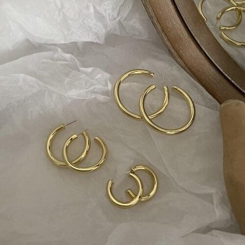 DAVINI Gold Color C Earrings Multiple Trendy Round Geometric Hoop Earrings For Women Party Jewelry MG03