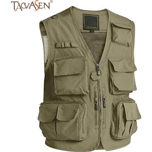 TACVASEN 2021 Autumn Unloading Vest Mens Sleeveless Jacket Outdoor Hiking Fishing Vest Photographer Waistcoat with Multi Pockets