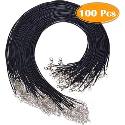 100Pcs Black Waxed Necklace Cord with Clasp Bulk for Bracelet Necklace and Jewelry Making (50cm )Jewelry Accessories