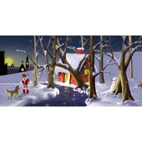 10X12ft Hand painted Muslin Christmas baby children photography backdrops ,snow winter scenic newborn photo shoot background