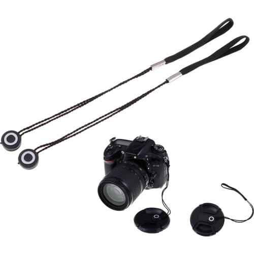 Hot sale 2Pcs DSLR Lens Cover Cap Holder Keeper Strap Cord String Leash Rope For DSLR Digital Film Camera