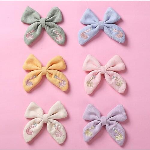 30 PCS, 3.9" Sailor Bow Hair Clips Or Nylon Headbands, Embroidery Cotton Fabric Hair Bow Headband, School Girl Hair Accessories