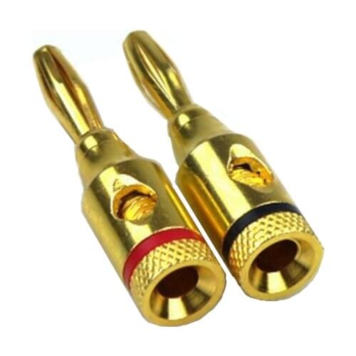 4pcs/set Gold-plated Banana Plugs Musical Audio Speaker Cable Wire Connectors for Speaker Line DIY Tool Home Use Red and Black