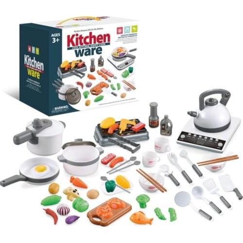 52Pcs/Set Children Mini Kitchen Cookware Pot Pan Kids Pretend Cook Play Toy Simulation Vegetables Kitchen Cooking Utensils Toys
