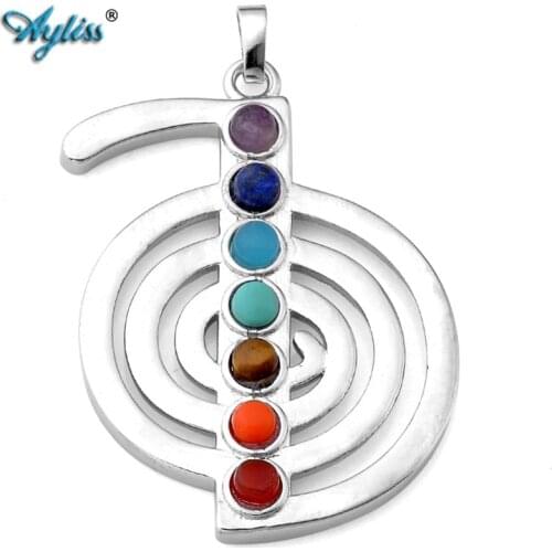 Ayliss 1 Pc Cho Ku Rei 7 Chakra Beads Silvery Reiki Gem Healing Point Pendant Necklace Energy Yoga Pendant Jewelry With Chain