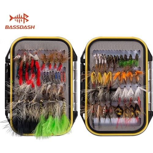 Bassdash Fly Fishing Assorted Flies Kit, Pack of 72 pcs Fly lure including Dry Wet Flies, Nymphs, Streamers, Terrestrials