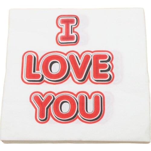 20pcs/lot Decoupage I LOVE YOU Paper Napkin Wedding Valentine Days Party Vintage Tissue Home Table Elegant Towel Decor 33*33cm