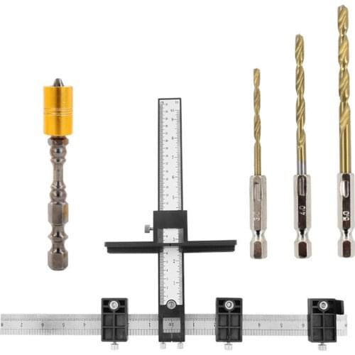 Woodworking Tools Drill Bit Hole Punch Jig Tool Center Guide Set Cabinet Sleeve Hardware Drawer Locator Wood Handle Locator Set