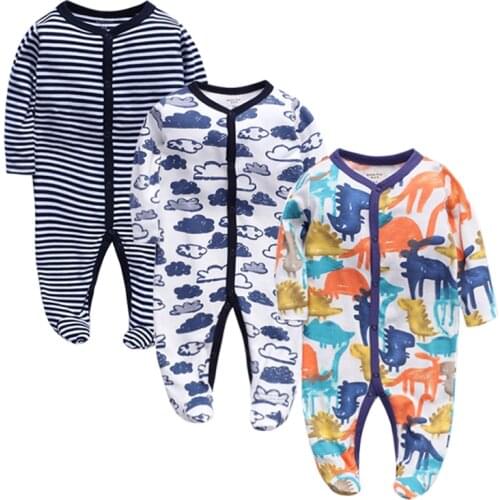 Winter Soft and Comfortable Baby Clothes 100% cotton Black Stripped Baby Sleepwear Climb Clothing Baby Footies