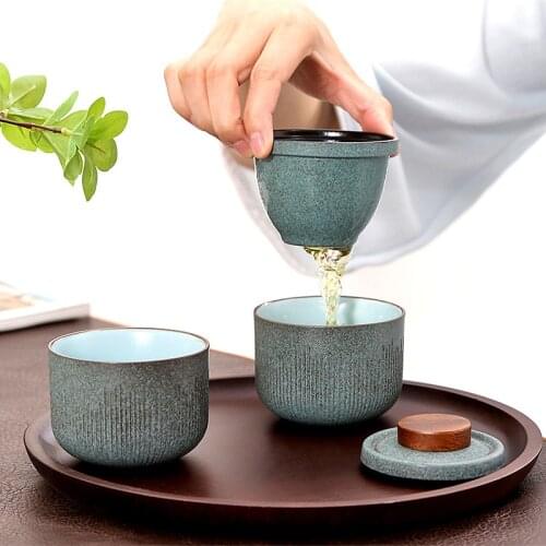 Travel Kung Fu Tea Set Outdoor Car Quick Cup One Pot Two or Three Cups Mini Carrying Bag Filter Tea Cup