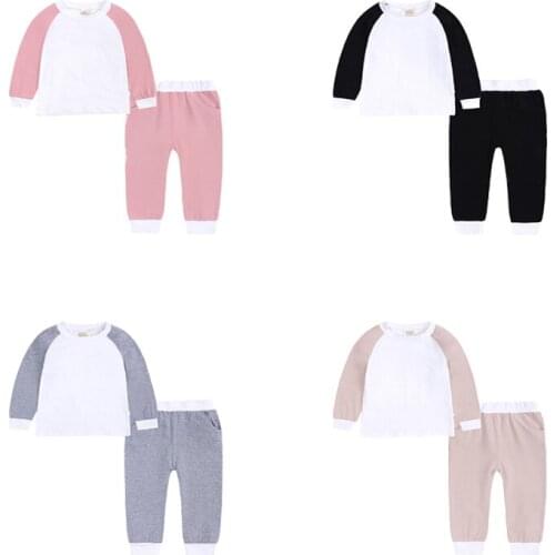 Loungewear Teens Pajamas Set Wholesale Lounge Set New Arrival Contrast Colour Baby Boy Girls Clothes Cotton Unisex Tracksuit Set
