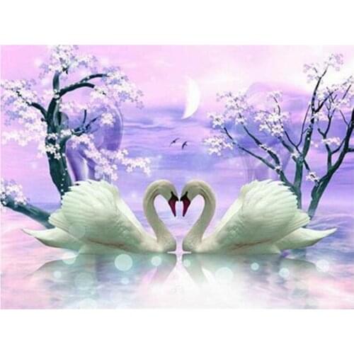 Dream Swan 5D Diamond Embroidery Heart-to-heart Swan Lake / Diamond Painting Kit