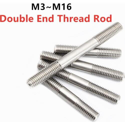 Double End Thread Rod Metric M3 4 5 6 8 M16 304 Stainless Steel Headless Stud Bolts Screw Rod Tooth Stick Dual Head Threaded Bar