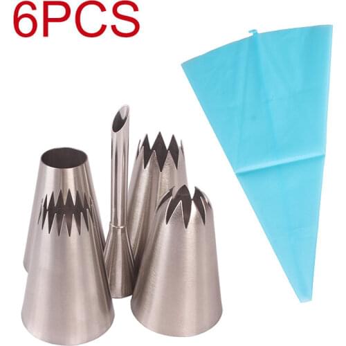 Extra Large Puff 6-Piece Set 6PCs Cookie Puff Cream Pastry Nozzle Set Baking Tools