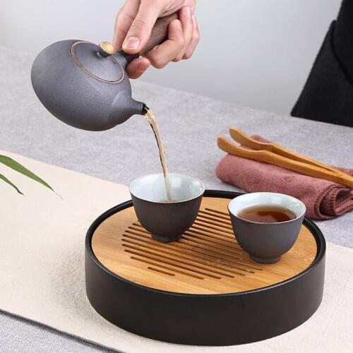 European Retro Side Pot Ceramic Cooking Teapot Ebony Handle Teapot Japanese Style Home Simple Kung Fu Tea Set Accessories Gift