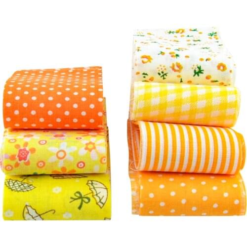 F029# yellow sets 7pcs/lot 5cm x100cm quilting patchwork jelly roll fabric strips 100%cotton fabric bundle handmade crafts