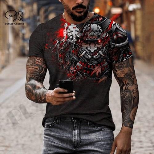 PLstar Cosmos 3DPrint Newest Samurai Tattoo Unique Man/Woman Unisex Harajuku Streetwear Casual Funny T-Shirt Short Sleeve Style1