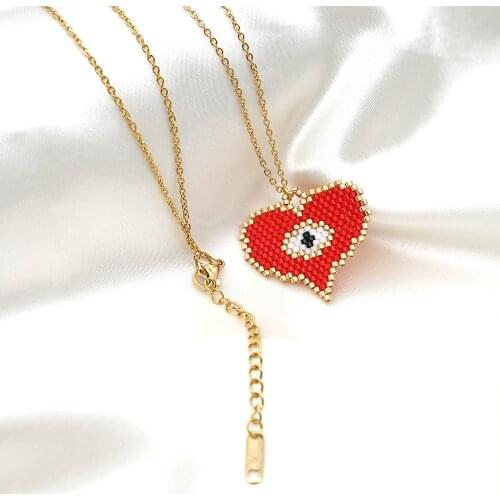 Go2boho Lucky Eye Necklace For Ladies Jewelry Mexican Heart Jewellery Miyuki Seed Bead Collier 2021 Evil Eye Pendant Necklaces