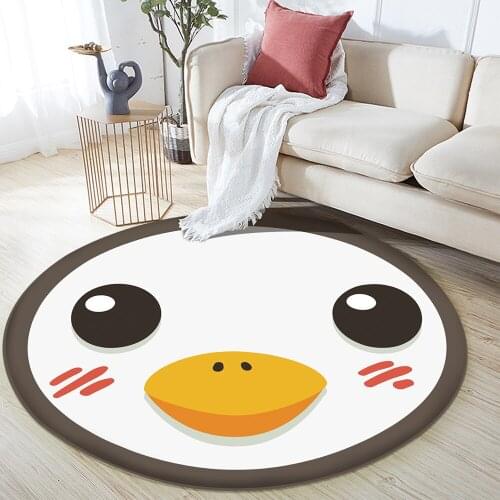 Good Quality Non-Slip Children Flannel Round Carpet Baby Hand Print Carpet Baby Play Mat Children Carpet Cute Duck Comfortable