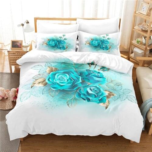 Blue Flower Bedding Set Duvet Cover Set 3d Bedding Digital Printing Bed Linen Queen Size Bedding Set Fashion Design