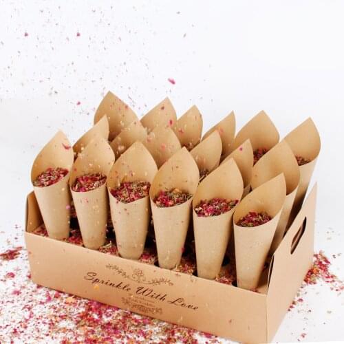 Confetti Cone Holder Natural Confetti Cone Stand Box Tray For Wedding Decor Custom Confetti Cones-White-Kraft Wedding Favour Box