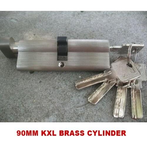 KXL 90MM BRASS CYLINDER ONE SIDE WITH KEY AND THE OTHER SIDE WITH KNOB SUIT FOR DOOR THICKNESS 6-7CM