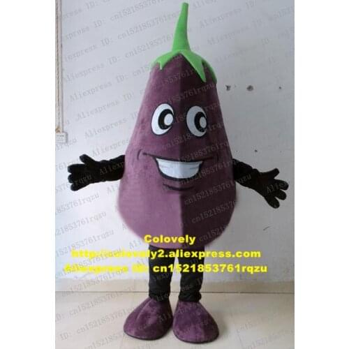 Purple Eggplant Aubergine Brinjaul Vegetable Mascot Costume Adult Cartoon Character Just Like Humans With Double Chin zz4172
