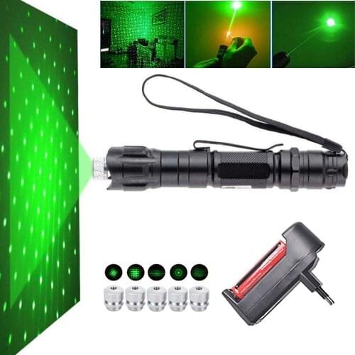 High-power green laser sight 532nm 5mW powerful laser flashlight 009 adjustable focus laser pointer + 18650 battery combination