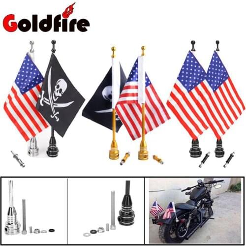 Motorcycle CNC Rear Luggage Rack Side Mount Flag Pole American USA Flag For Harley Bikes Bobber Choppers Custom