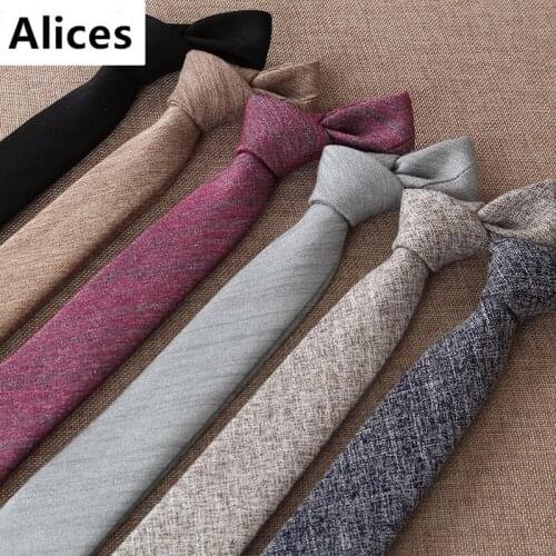 Mens Tie Narrow Version of Cotton and Linen Necktie Male 6cm Formal Wear Business Casual Professional Work Check Fathers Gift