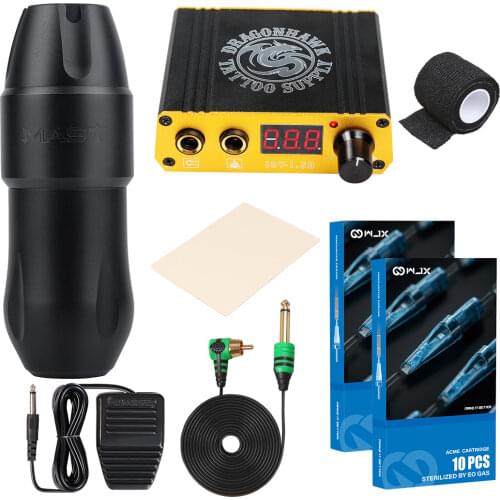 Mast Tour Pro Top Tattoo Machine Set Motor Rotary Pen Makeup Mini Power Supply with WJX Cartridge Needles Kit