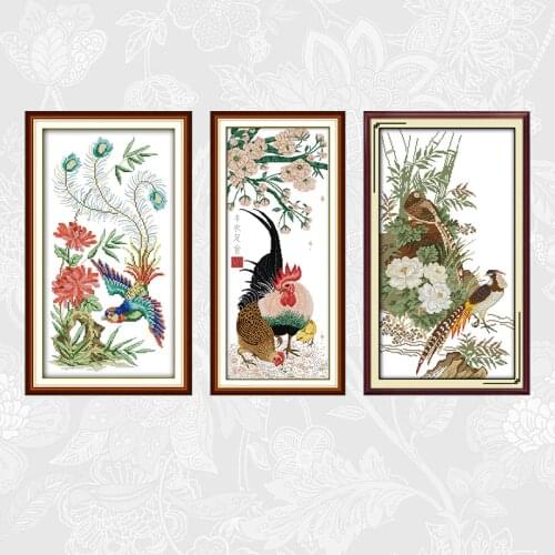 Embroidery Needlework Set, Handmade Crafts Home Decor, Phoenix and flower aida Canvas Animal series DMC Cross Stitch kits